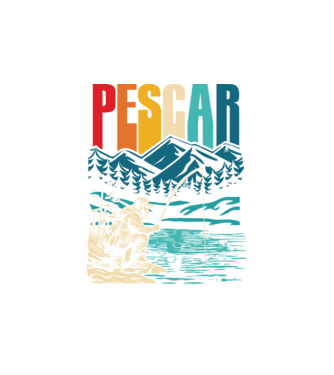 Pescar retro model alb pe tricou