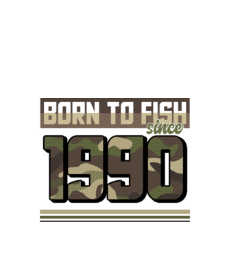 Born to fish since 1990 model negru pe tricou