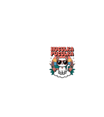 Huculka Puculka pisică 1 model alb pe tricou