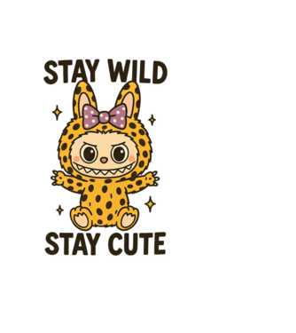Stay wild - Labubu model negru pe tricou