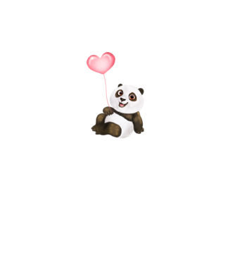 Cute panda with heart model alb pe tricou
