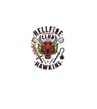 hellfire club hawkins model alb pe tricou