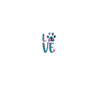 LOVE CÂINI model alb pe tricou