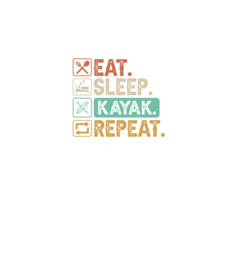 Eat Sleep Kayak model negru pe tricou