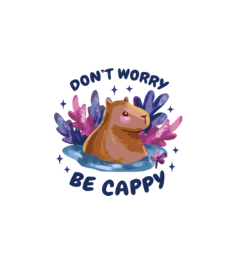 Don't worry be Cappy - capibară model alb pe tricou