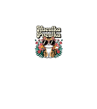 Huculka Puculka pisică 3 model alb pe tricou
