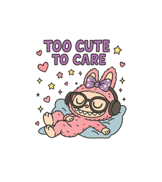 Too cute to care model alb pe tricou