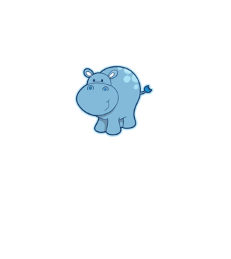 Cartoon hippo model negru pe tricou