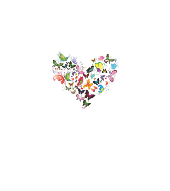 Butterfly Heart model alb pe tricou