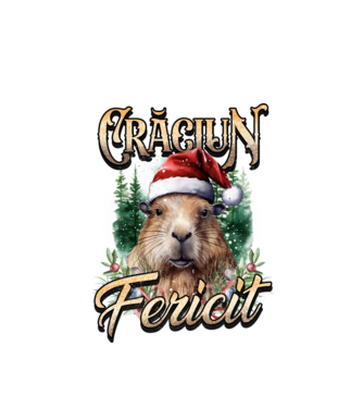Capybara christmas model alb pe tricou