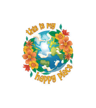 Happy Place model alb pe tricou