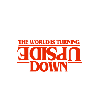 the world is turning upside down model negru pe tricou
