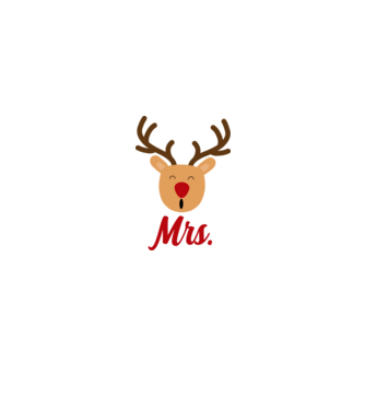 Mrs Reindeer christmas couple model alb pe tricou