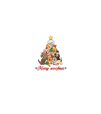 Merry woofmas model negru pe tricou