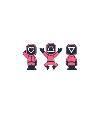 cute squid game toys model alb pe tricou