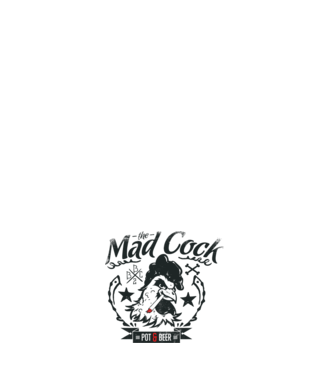 The Mad Cock model alb pe tricou