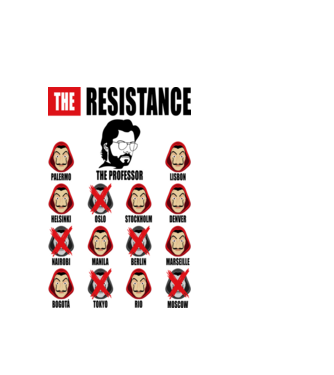 the resistance la casa de papel white model alb pe tricou
