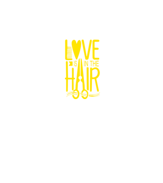 Love is in the hair model negru pe tricou