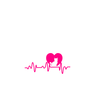 Pisică heartbeat model negru pe tricou