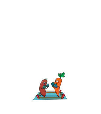 sausage vs carrot model negru pe tricou