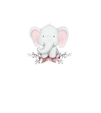 Elefant cu flori model alb pe tricou