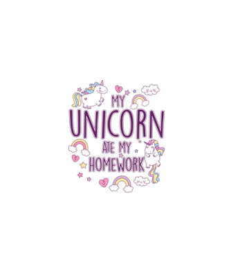 My unicorn ate my homework model alb pe tricou