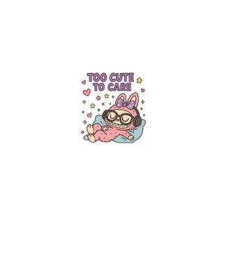 Too cute to care model negru pe tricou
