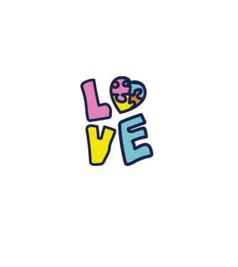 Ziua Mondială a Autismului LOVE model alb pe tricou