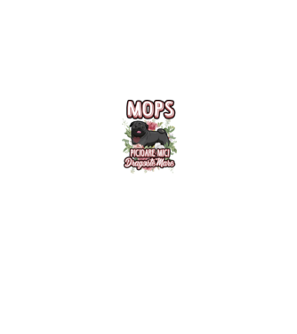 Mops negru picioare mici dragoste mare model alb/roșu pe tricou