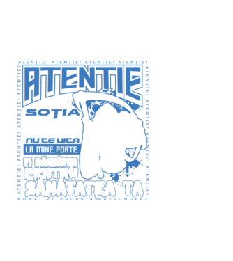 Atenție Am venit cu soția mea model alb pe tricou