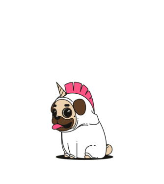 Pug Unicorn model nisipiu pe tricou
