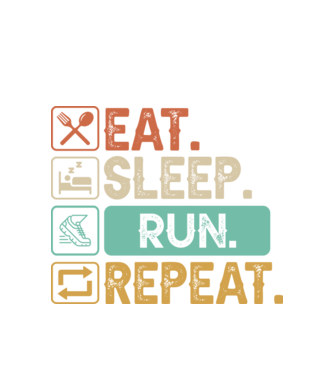 Eat Sleep Run Repeat model alb pe tricou
