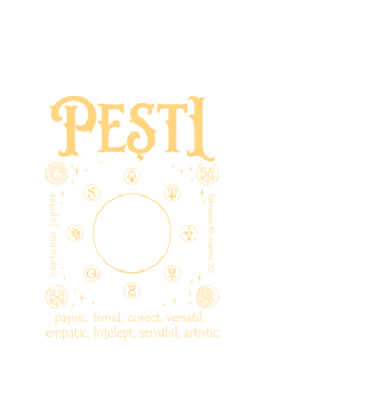 Zodiac bărbat PEȘTI golden model alb pe tricou