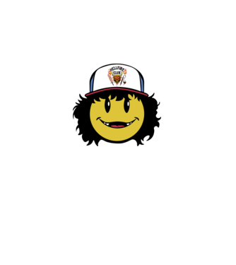 dustinhappyface model negru pe tricou