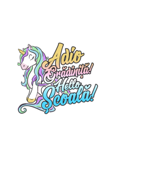 Adio grădiniță! Hello școală! model alb pe tricou