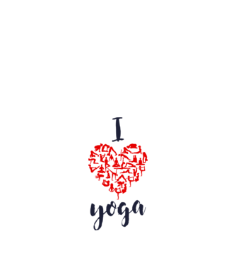 I love yoga model alb pe tricou