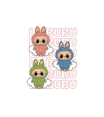 LABUBU model alb pe tricou