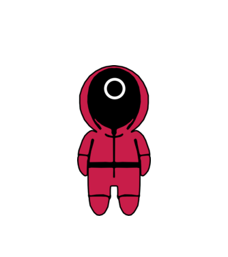 squid game figure model alb pe tricou
