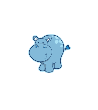 Cartoon hippo model negru pe tricou