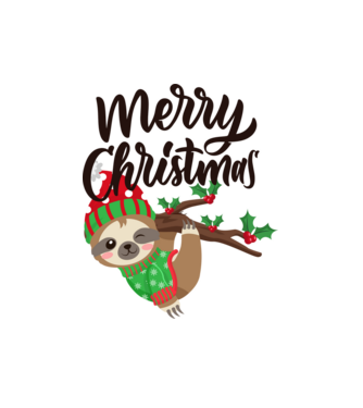 Merry christmas sloth model alb pe tricou