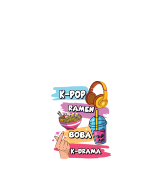 K-POP RAMEN BOBA K-DRAMA model negru pe tricou