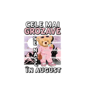 RETRO teddy fetişcană AUGUST model alb pe tricou