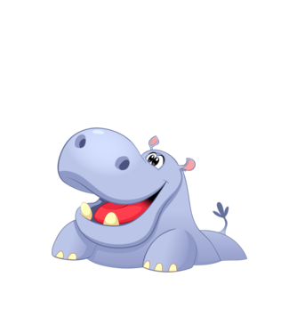 Cute Hippo model negru pe tricou