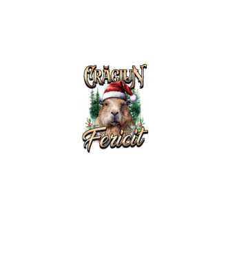 Capybara christmas model negru pe tricou