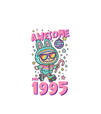 Awesome since 1995 - Labubu model alb pe tricou