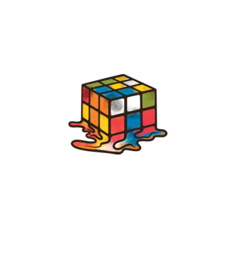Melted Rubik model negru pe tricou