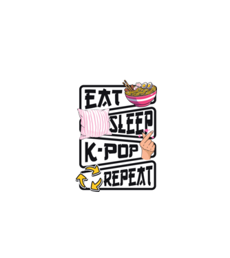 K-POP EAT SLEEP model alb pe tricou