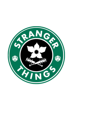 stranger things starbucks model albastru deschis pe tricou
