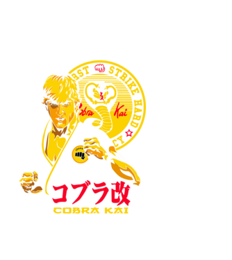 cobra kai poster model alb pe tricou