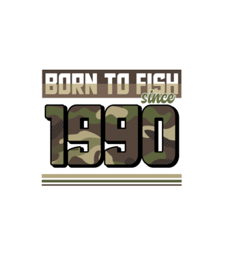 Born to fish since 1990 model alb pe tricou